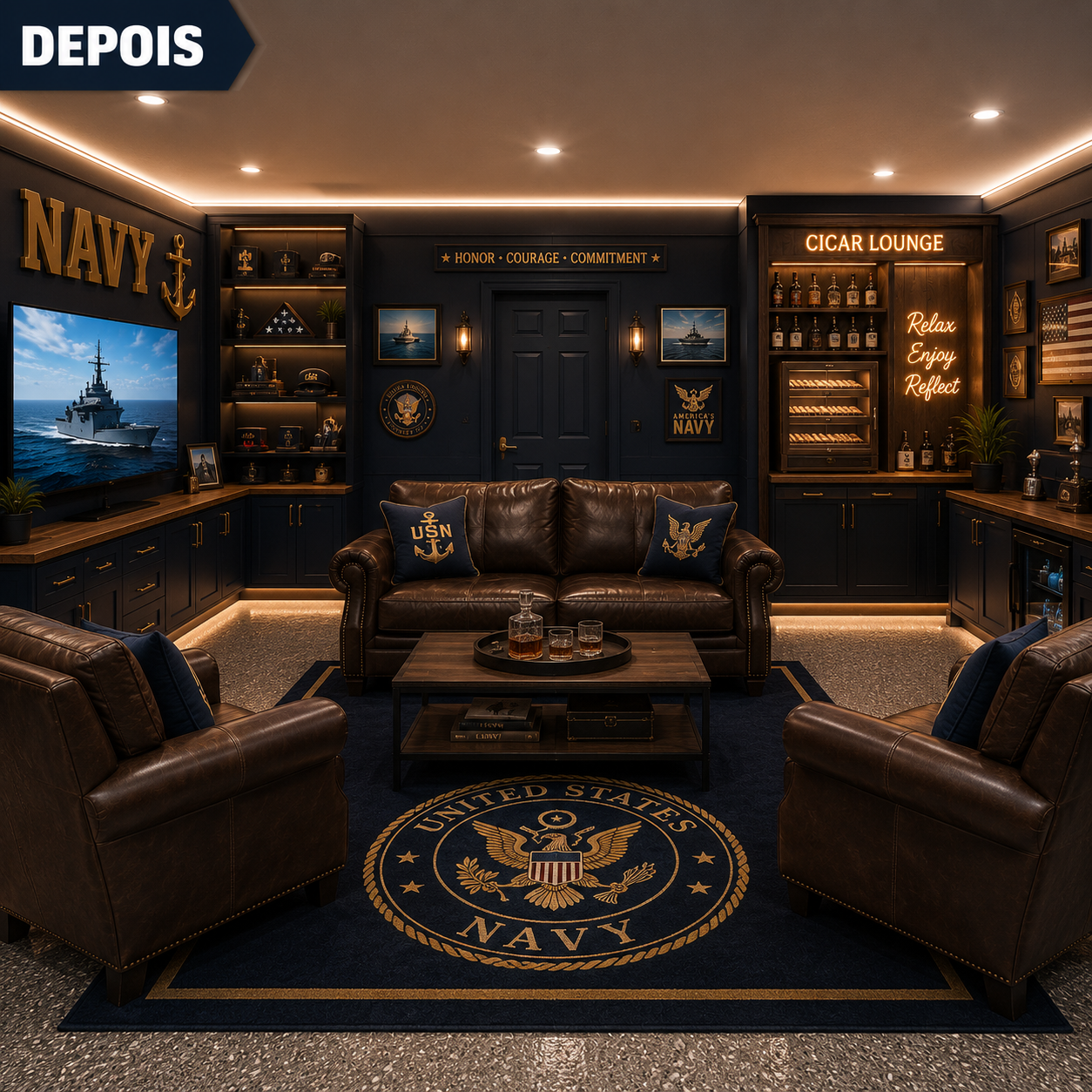 Navy themed garage transformation